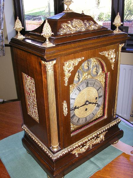P2200001.JPG - A magnificent Bracket Clock. Some light adjustments brought it back to life.